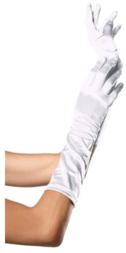 Elbow Length White Satin Gloves | Costume Accessories | Accessories