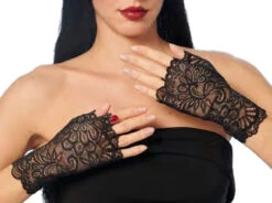Black Fingerless Lace Gloves | Costume Accessories | Accessories