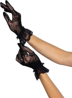 Floral Lace Wrist Gloves Black | 1920s | Accessories