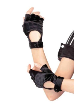 Black Fingerless Motorcycle Gloves | 1980s | Accessories