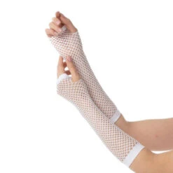 White Fishnet Fingerless Gloves | 1980s | Accessories