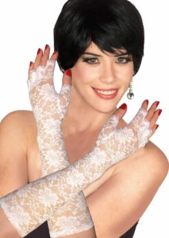 White Lace Long Fingerless Gloves | Costume Accessories | Accessories