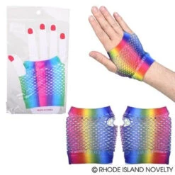 Rainbow Fishnet Fingerless Wrist Gloves | Pride | Accessories