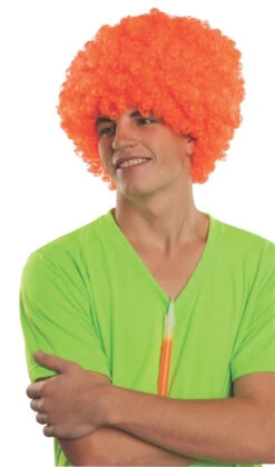 Neon Orange Rave Afro Wig | Circus | Wigs And Hair Pieces