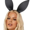 Leatherlike Black Bunny Ears Headband | Animals | Accessories