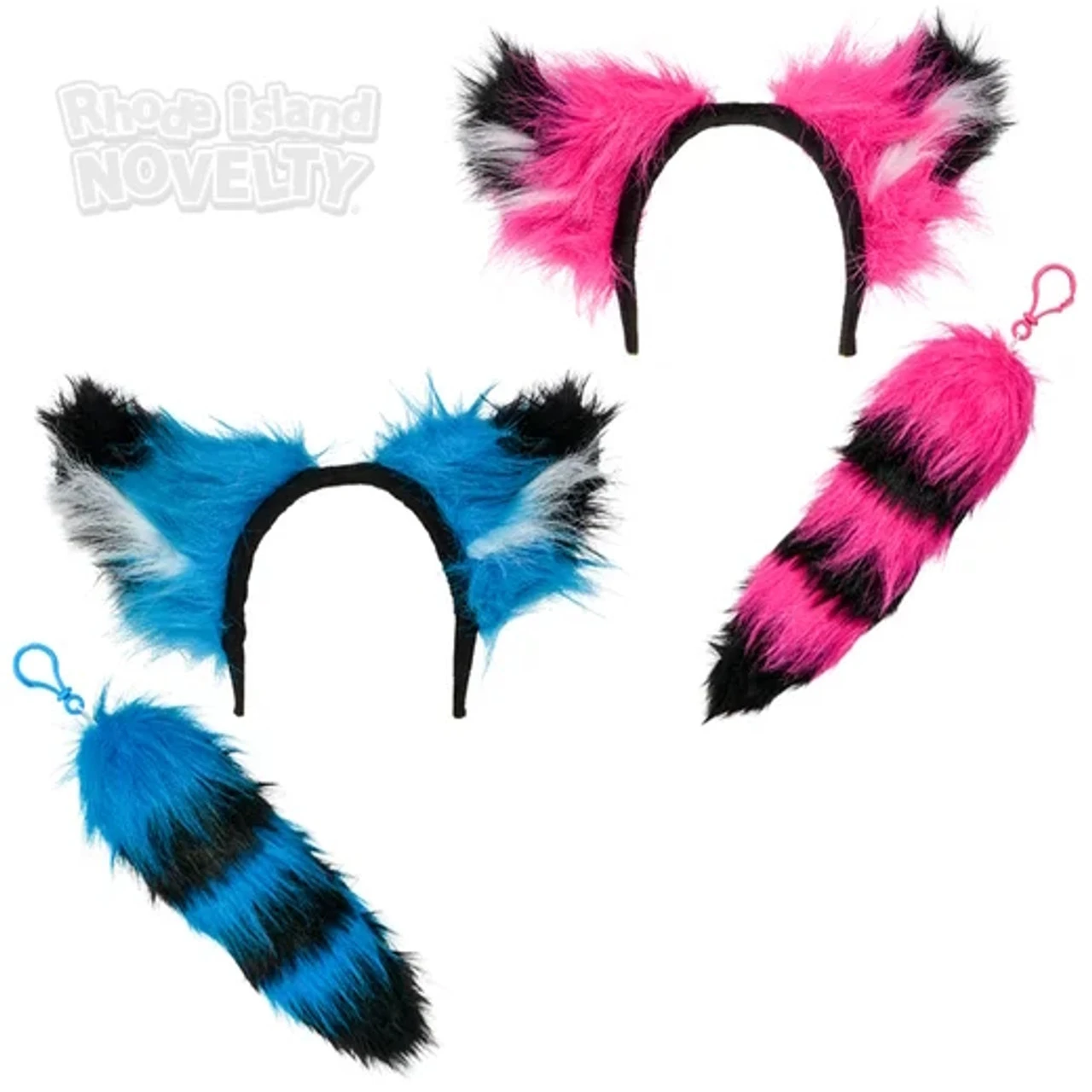 Neon Raccoon Ears And Tail Set | Animals | Accessories 1 Neon Raccoon Ears And Tail Set | Animals | Accessories