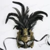 Bronze Venetian Pegasus Roman Greek Style Mask With Feather Crown | Masquerade | Accessories
