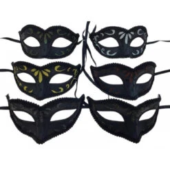 Black Venetian Mask With Glitter Accents | Masquerade | Accessories