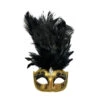 Glitter Venetian Black And Gold Mask With Feathers | Masquerade | Accessories