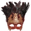 Venetian Red And Gold Pegasus Roman Greek Style Feather Mask | Masquerade | Accessories