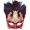 Venetian Red And Silver Pegasus Roman Greek Style Feather Mask | Masquerade | Accessories