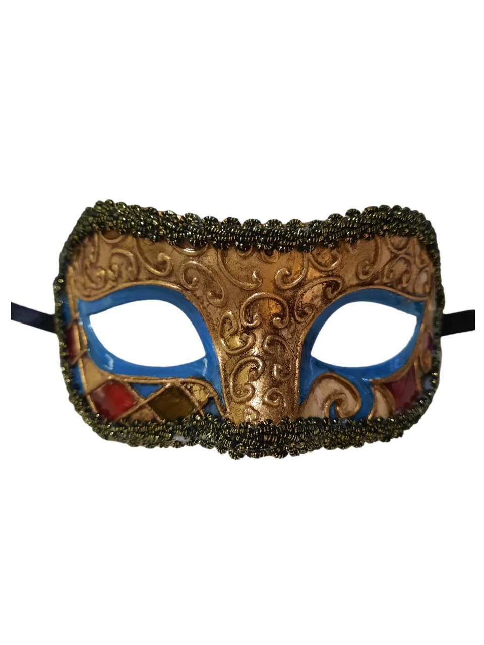 Venetian Baroque Gold And Blue Filigree Detail Mask | Masquerade Masks 1 Venetian Baroque Gold And Blue Filigree Detail Mask | Masquerade Masks