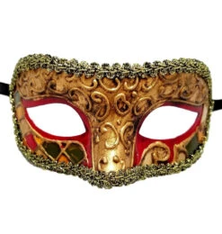 Venetian Baroque Gold And Red Filigree Detail Mask | Masquerade Masks