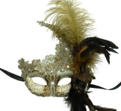 Silver Antique Masquerade Mask With Feathers | Masquerade Masks