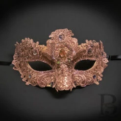 Venetian Rose Gold Lace Mask With Gems | Masquerade | Accessories