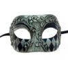 Venetian Harlequin Black And Silver Checkered Jester Mask | Masquerade Masks