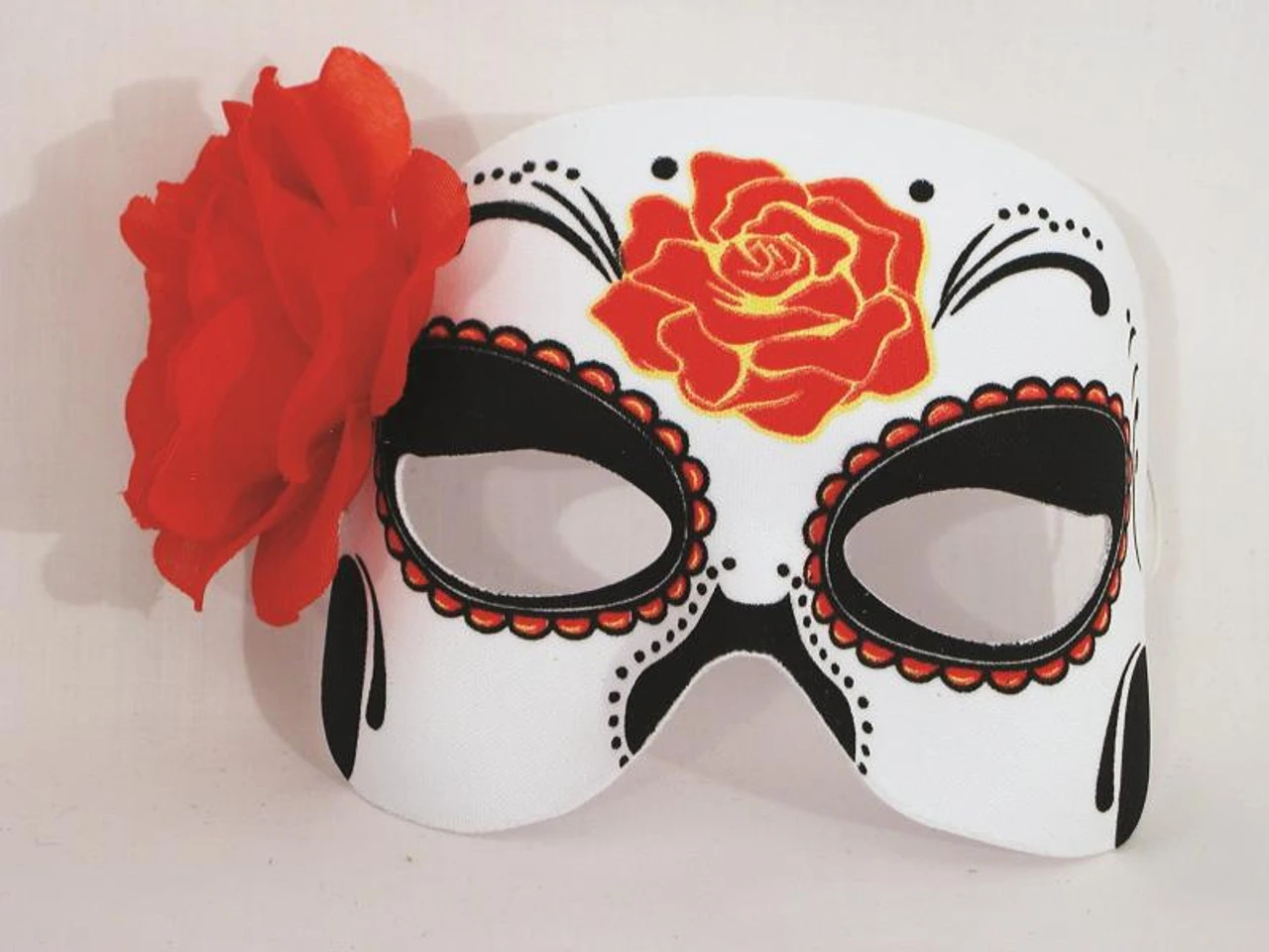 DOTD Half Mask With Flower | Day Of The Dead | Accessories 1 DOTD Half Mask With Flower | Day Of The Dead | Accessories