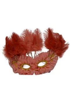 Valzer Feathered Ruffled Pink Lace Mask | Masquerade | Accessories