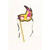 Glitter Detailed Gold And Purple Flame Edge Mask With Stick | Masquerade Masks