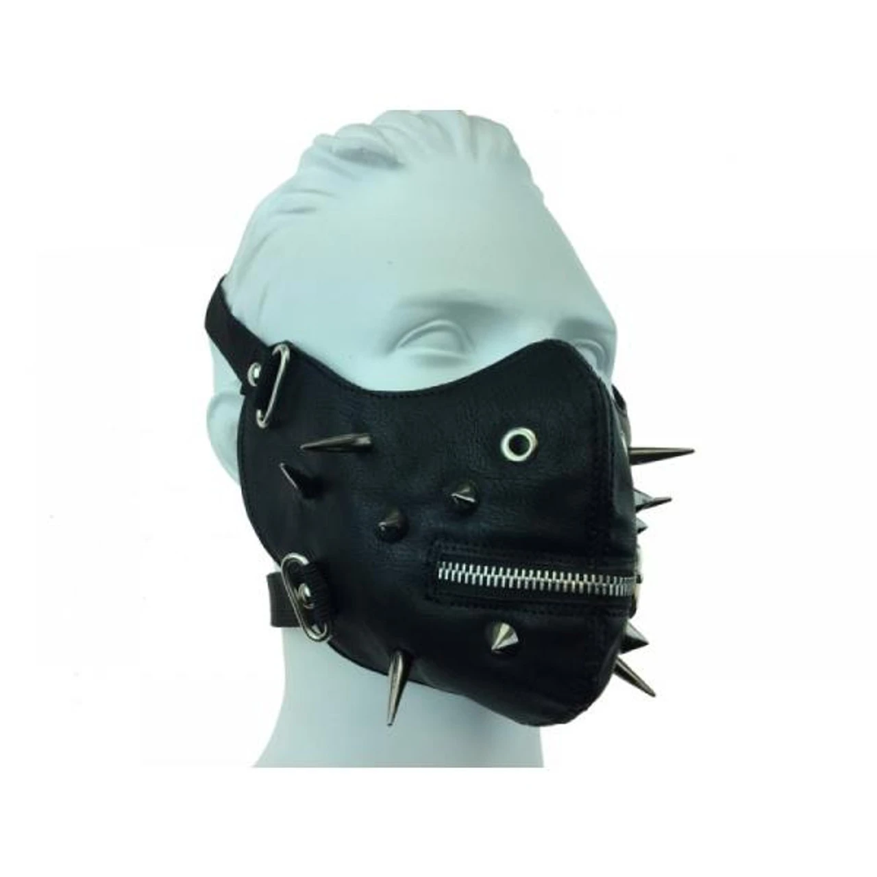Spike And Zip Leather Face Mask | Masquerade | Accessories 1 Spike And Zip Leather Face Mask | Masquerade | Accessories