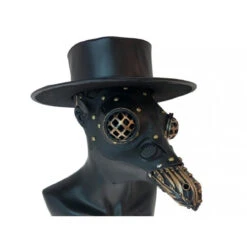 Black Steampunk Faux Leather Plague Doctor Mask | Masquerade | Accessories