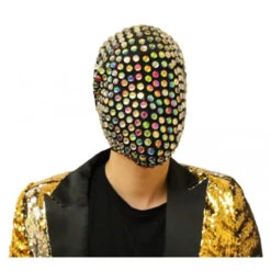 Rainbow Iridescent Gems Studded Full Cover Face Mask | Masquerade | Accessories