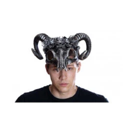Silver Flower Ram Skull Voodoo Mask | Masquerade | Accessories