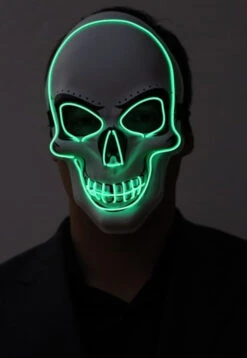 Green Skull Neon Light Up Purge Mask | Halloween | Accessories