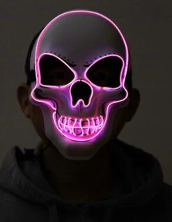 Pink Skull Neon Light Up Purge Mask | Halloween | Accessories