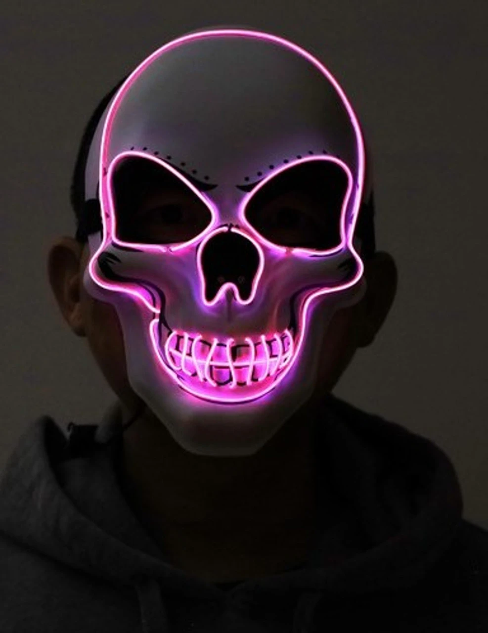 Pink Skull Neon Light Up Purge Mask | Halloween | Accessories 1 Pink Skull Neon Light Up Purge Mask | Halloween | Accessories