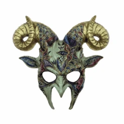Ornate Mosaic Horned Voodoo Mask | Masquerade Masks