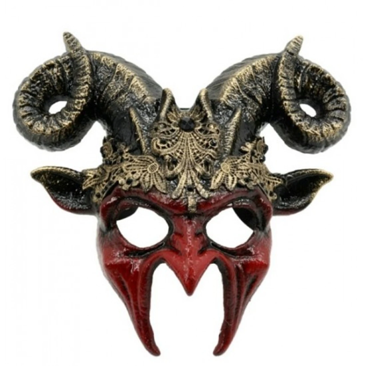 Voodoo Devil Mask With Gold Lace | Masquerade | Accessories 1 Voodoo Devil Mask With Gold Lace | Masquerade | Accessories