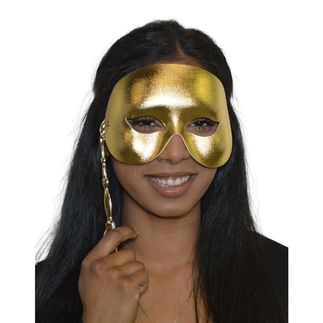 Grand Soiree Metallic Half Mask With Stick | Masquerade | Accessories 1 Grand Soiree Metallic Half Mask With Stick | Masquerade | Accessories