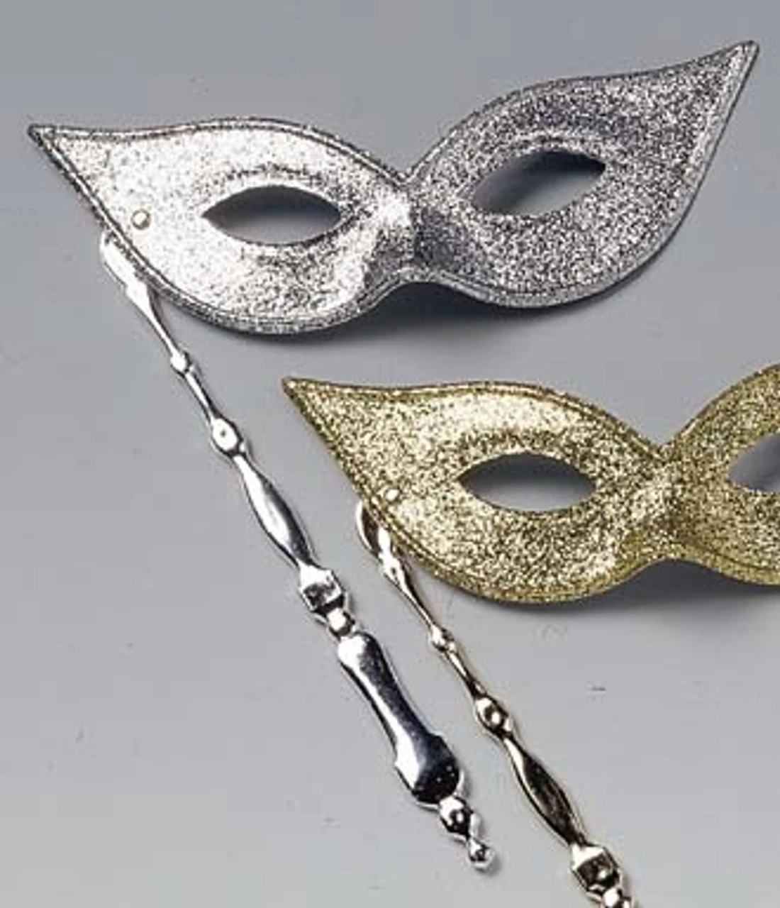 Gold Or Silver Festival Mask On Stick | Masquerade | Accessories 2 Gold Or Silver Festival Mask On Stick | Masquerade | Accessories - Image 2