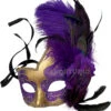 Venetian Purple And Gold Phantom Opera Glitter Feather Mask | Masquerade | Accessories
