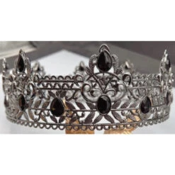 Pewter Crown With Black Gems | Crowns And Tiaras | Crowns And Tiaras
