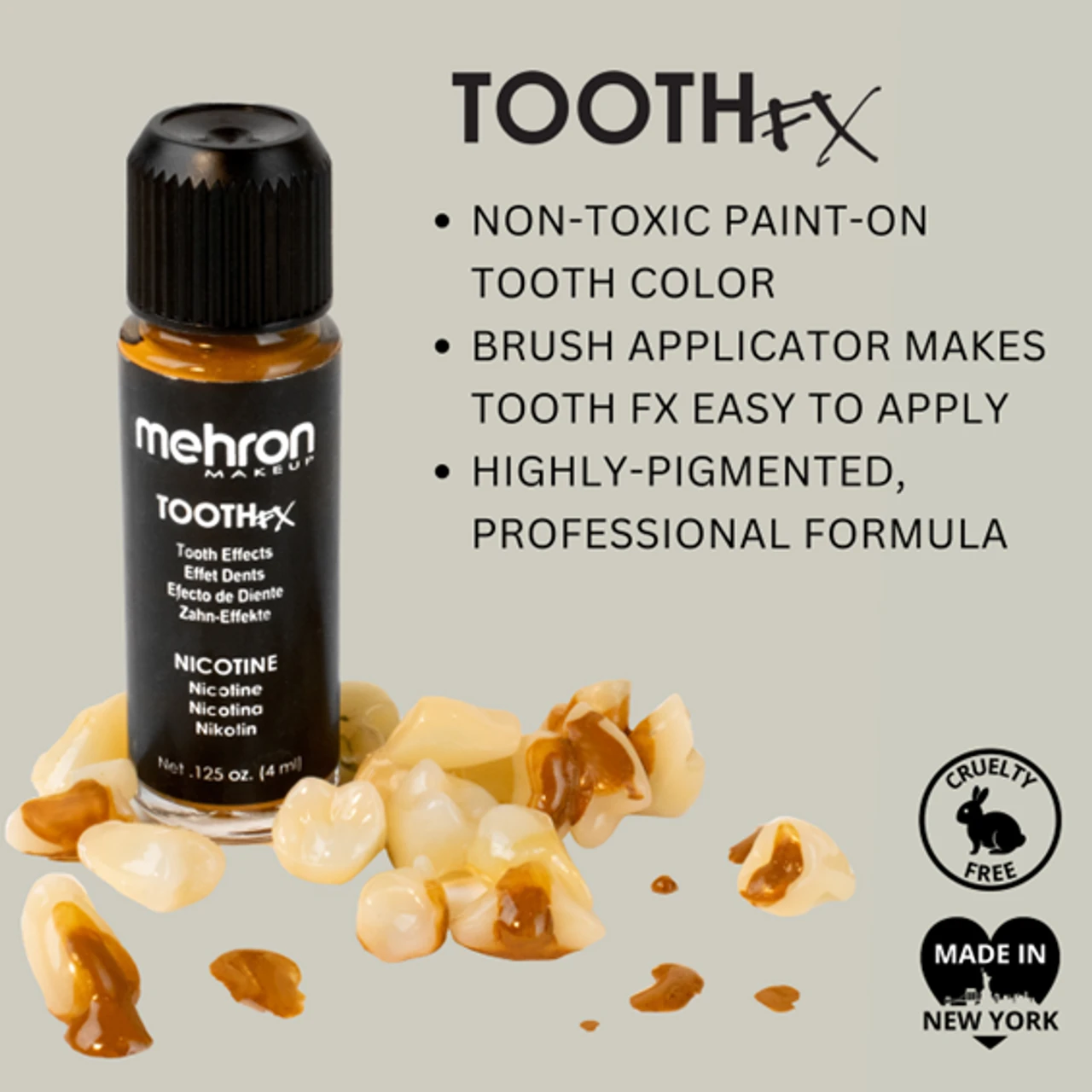 Tooth FX Temporary Tooth Paint Nicotine | Mehron | Makeup 3 Tooth FX Temporary Tooth Paint Nicotine | Mehron | Makeup - Image 3