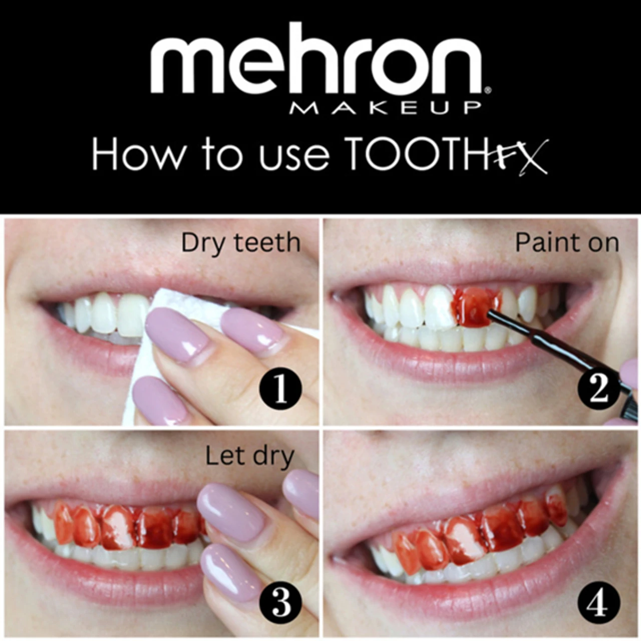 Tooth FX Temporary Tooth Paint Blood | Mehron | Makeup 4 Tooth FX Temporary Tooth Paint Blood | Mehron | Makeup - Image 4