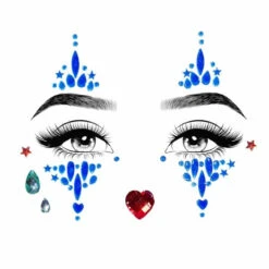 Harlequin Face Jewels Blue | Body Art Gems | Leg Avenue | Makeup