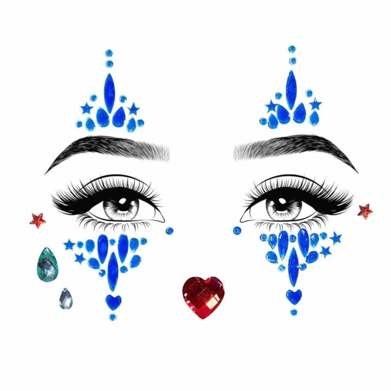 Harlequin Face Jewels Blue | Body Art Gems | Leg Avenue | Makeup 1 Harlequin Face Jewels Blue | Body Art Gems | Leg Avenue | Makeup
