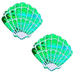 Neva Nude Greenish Blue Sequin Mermaid Shell Pasties | Festivals | Applications And Prosthetics