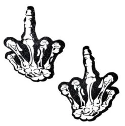 Neva Nude Middle Finger Black Glitter Blacklight Pasties | Festivals | Applications And Prosthetics