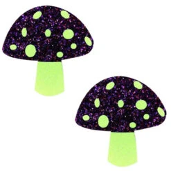 Neva Nude Yellow With Purple Glitter Blacklight Shroom Pasties | Festivals | Applications And Prosthetics