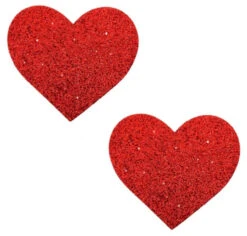 Neva Nude Red Glitter Heart Pasties | Festivals | Applications And Prosthetics