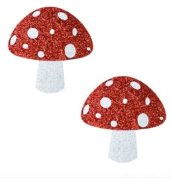 Neva Nude Red White Glitter Mushroom Pasties | Festivals | Applications And Prosthetics