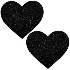 Neva Nude Extra Large Black Glitter Heart Pasties | Festivals | Applications And Prosthetics