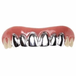 Billy Bob Silver Platinum Grillz Teeth | Fake Teeth | Prosthetics | Applications And Prosthetics