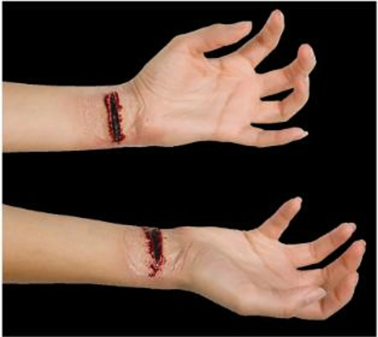 Slashed Wrist Latex Appliance | Woochie | Applications And Prosthetics 1 Slashed Wrist Latex Appliance | Woochie | Applications And Prosthetics