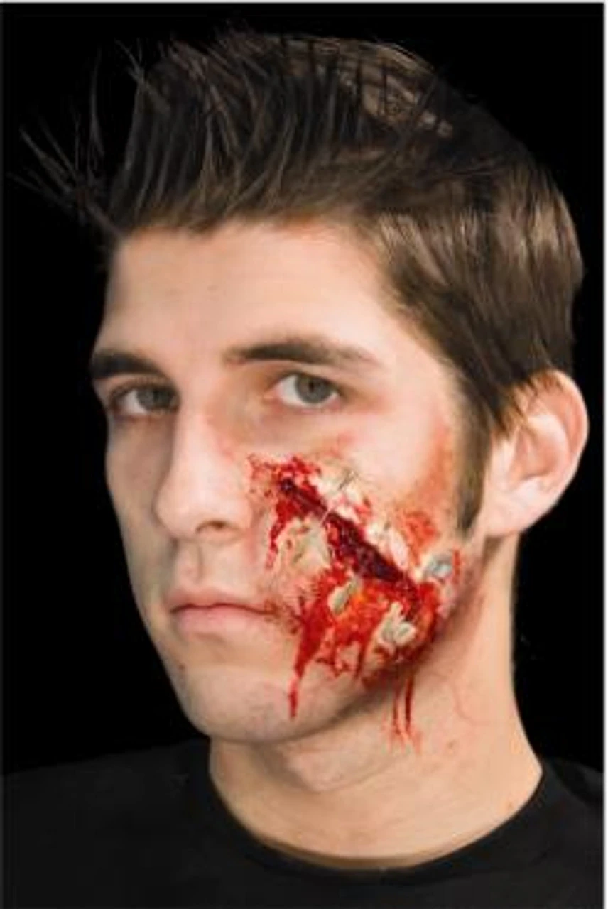 Safely Pinned Wound Latex Appliance | Woochie | Applications And Prosthetics 1 Safely Pinned Wound Latex Appliance | Woochie | Applications And Prosthetics