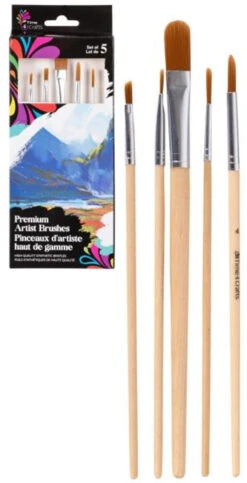 Artist Premium Brown Bristle Brushes 5pc | Cosplay Supplies | Cosplay Supplies And Tools